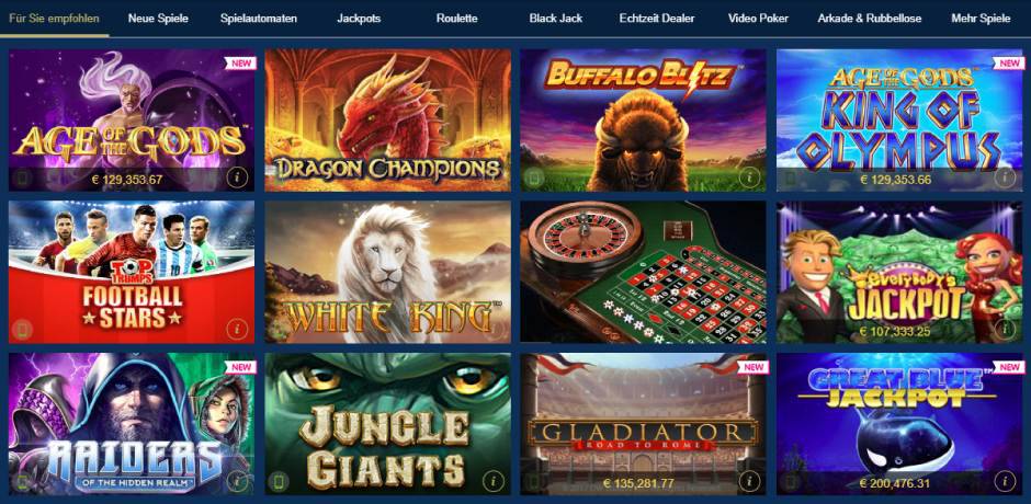 Europa Casino Spielauswahl